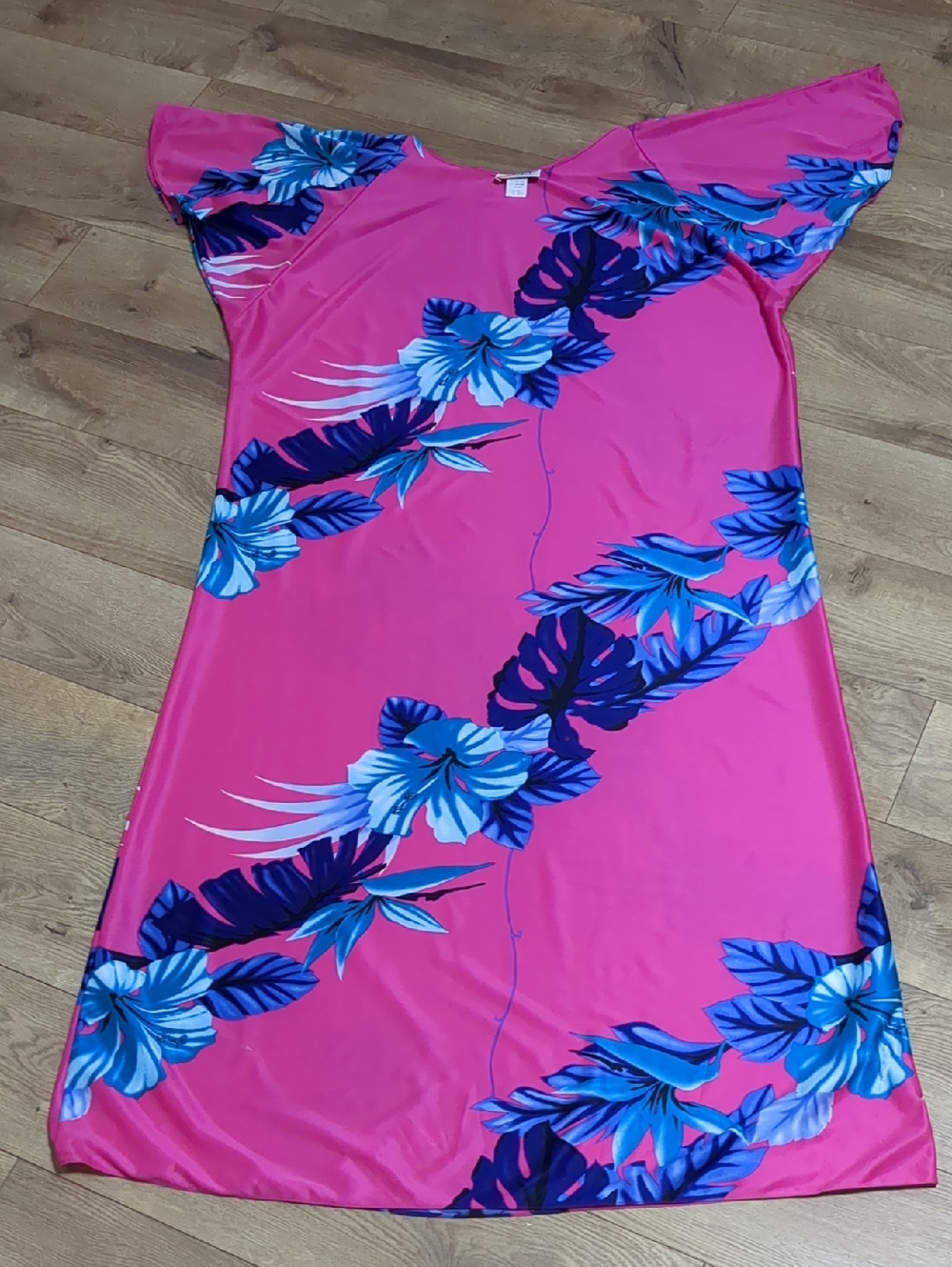 Malihini Hawaii Vintage floral pink Maxi dress style 901 Size Large